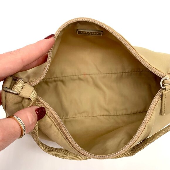 Prada Beige Tessuto Nylon Small Pouch Vintage Handbag - Picture 10 of 12